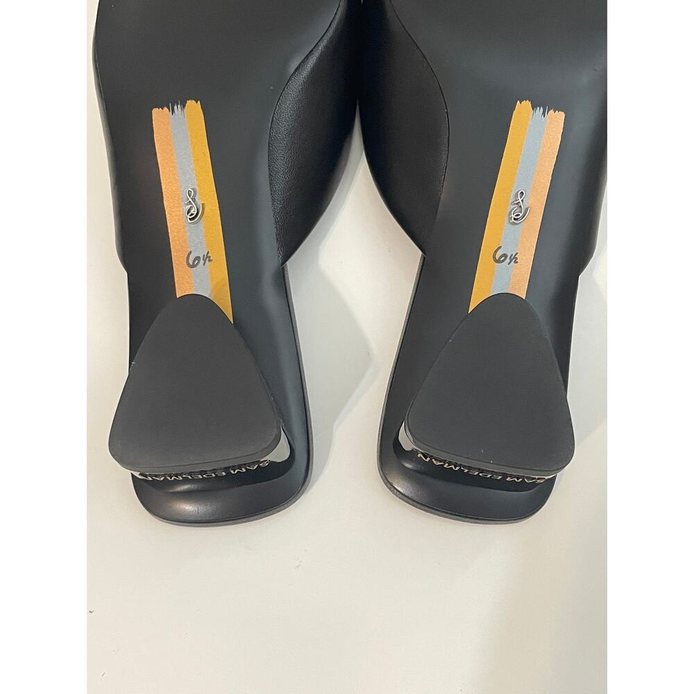 Sam Edelman Black Leather Slip-On Mules with Gold Bit Detail - Picture 9 of 11